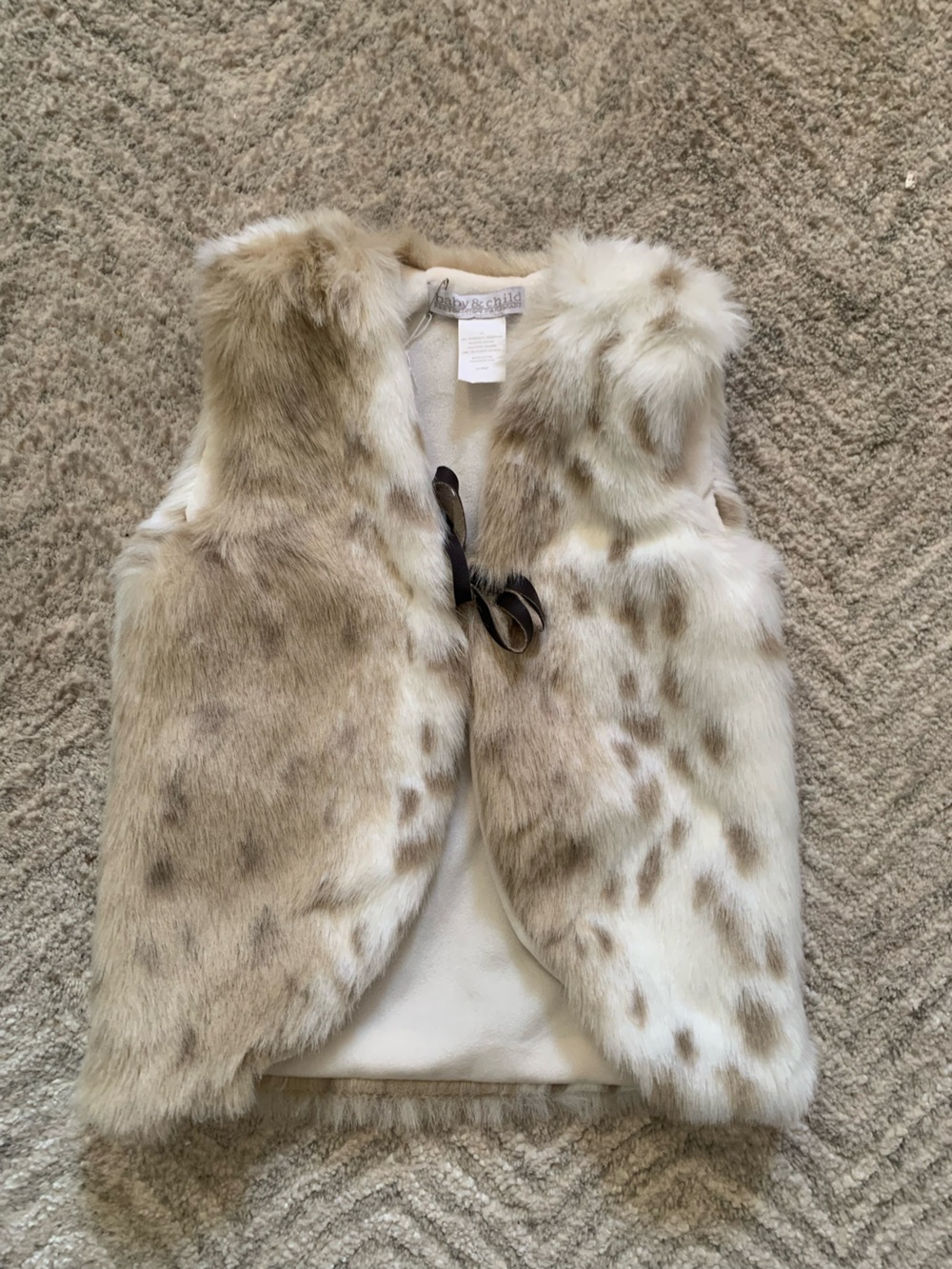 Restoration Hardware Faux Fur Vest in Cream and Light Brown